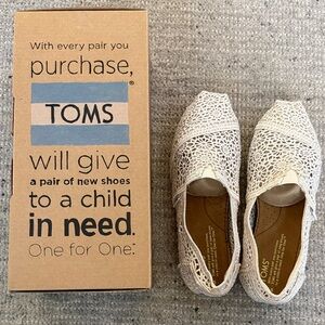 TOMS Crochet Slip-On Shoes in Cream